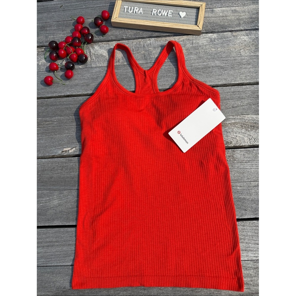 Lululemon Ebb to Street Tank Top Cherry Ember red Size 8 Built In Bra NWT 🍒